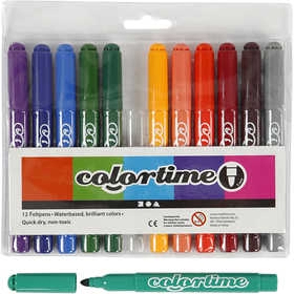 Colortime stift, lijndikte: 5 mm, extra kleuren, 12stuks [HOB-37348]